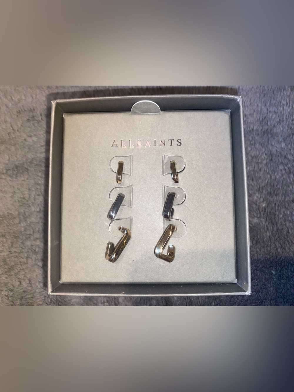 All Saints Two-Tone Linked Drop Earrings - Silver & Gold $59